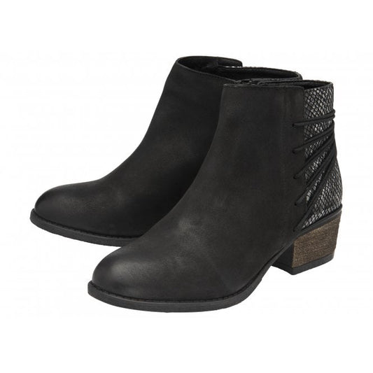  Black Leather & Snake-Print Etta Zip-Up Ankle Boots | Lotus