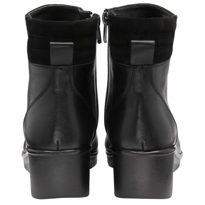  Black Leather & Suede Delphine Wedge Ankle Boots | Lotus 