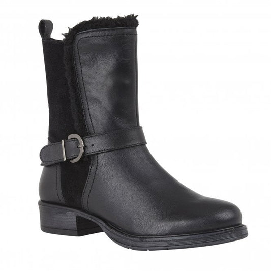  Black Leather & Suede Maddy Mid-Calf Boots | Lotus