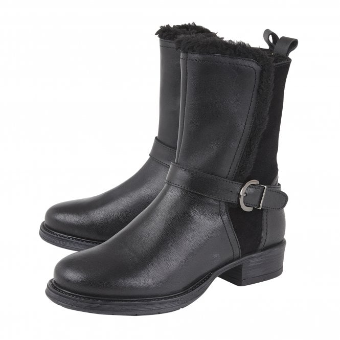  Black Leather & Suede Maddy Mid-Calf Boots | Lotus