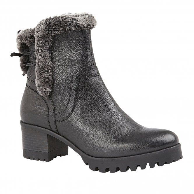  Black Leather Suzy Ankle Boots | Stressless By Lotus