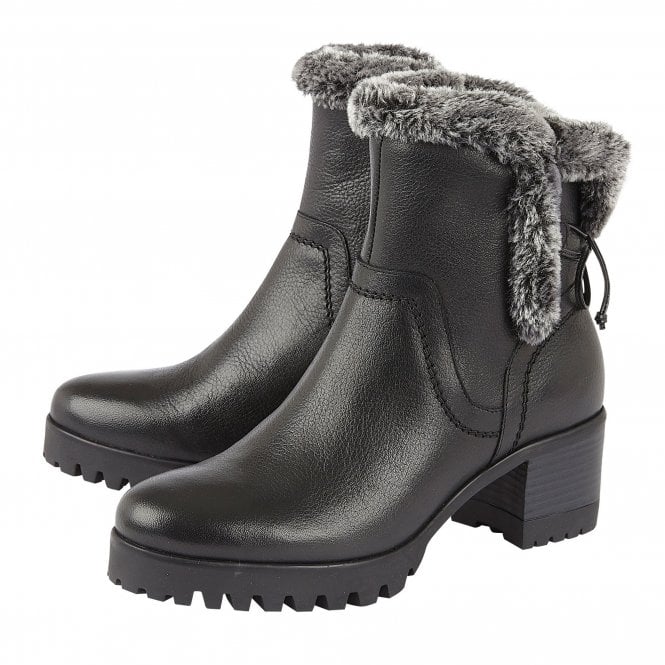  Black Leather Suzy Ankle Boots | Stressless By Lotus