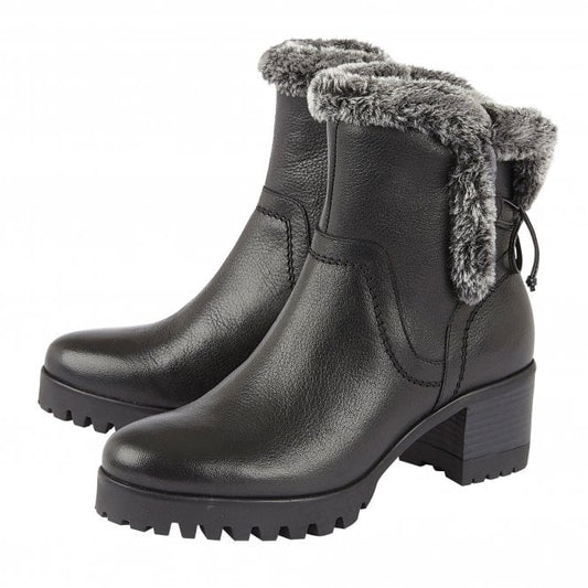  Black Leather Suzy Ankle Boots | Stressless By Lotus