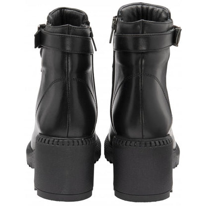  Black Leather Virginia Heeled Zip-Up Ankle Boots | Lotus