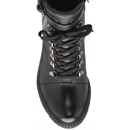  Black Leather Virginia Heeled Zip-Up Ankle Boots | Lotus