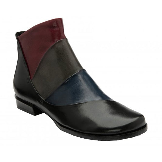  Black Multi-Leather Bethan Zip-Up Ankle Boots | Lotus
