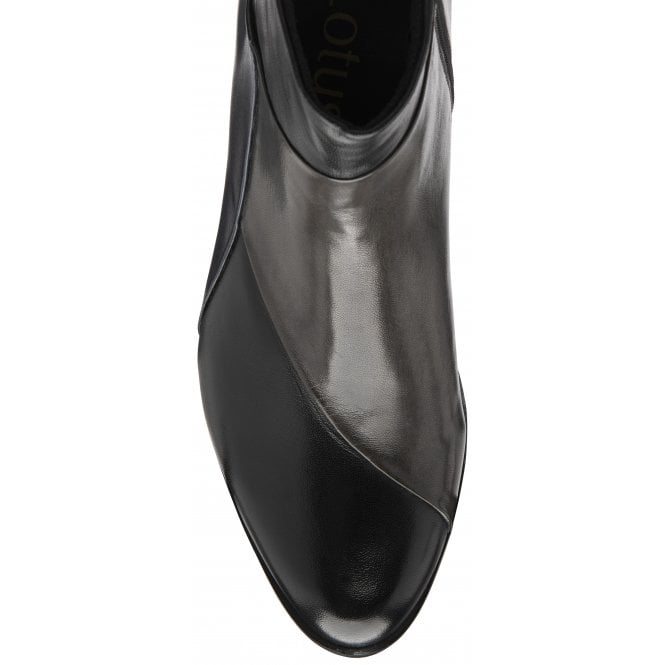  Black Multi-Leather Booker Heeled Ankle Boots | Lotus