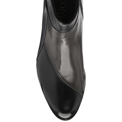  Black Multi-Leather Booker Heeled Ankle Boots | Lotus