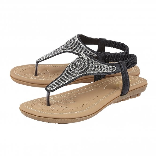  Black Orla Flat Toe-Post Sandals | Lotus