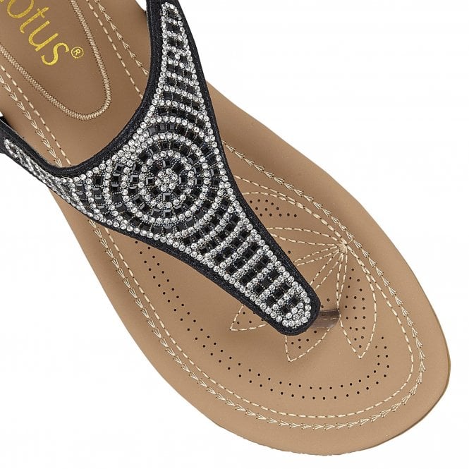  Black Orla Flat Toe-Post Sandals | Lotus