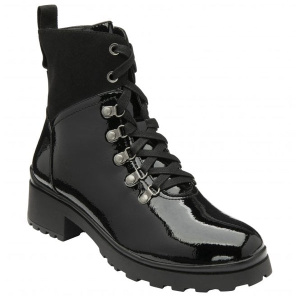  Black Patent Alder Zip-Up Ankle Boots | Lotus