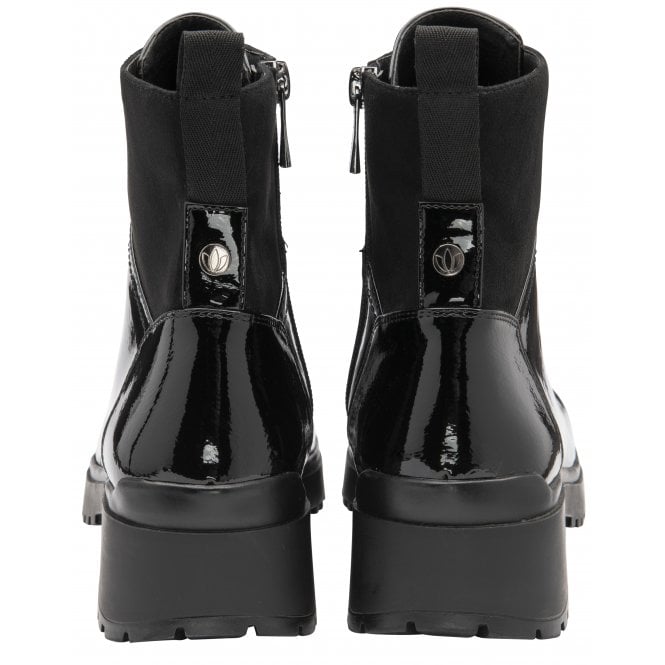  Black Patent Alder Zip-Up Ankle Boots | Lotus