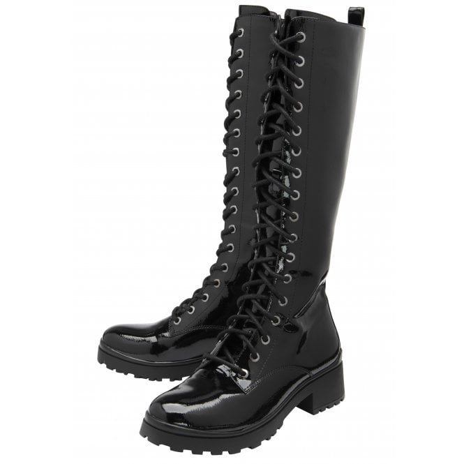  Black Patent Dinah Knee High Boots | Lotus 