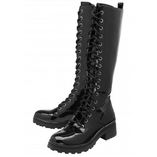  Black Patent Dinah Knee High Boots | Lotus 