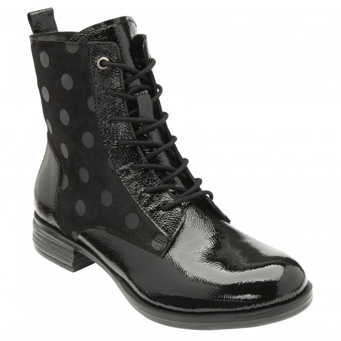  Black Patent Leather Hawaii Ankle Boots | Lotus