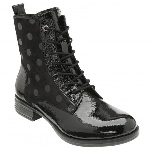  Black Patent Leather Hawaii Ankle Boots | Lotus