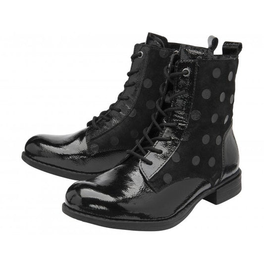  Black Patent Leather Hawaii Ankle Boots | Lotus