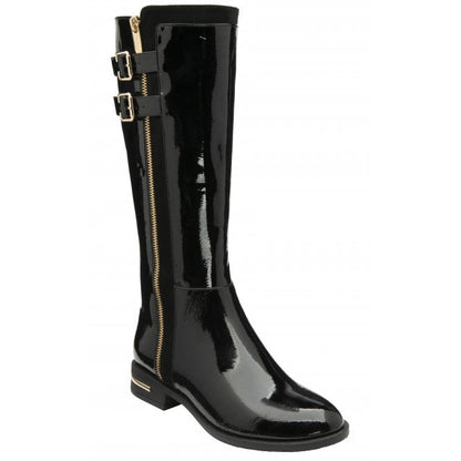  Black Patent Louella Knee High Boots | Lotus