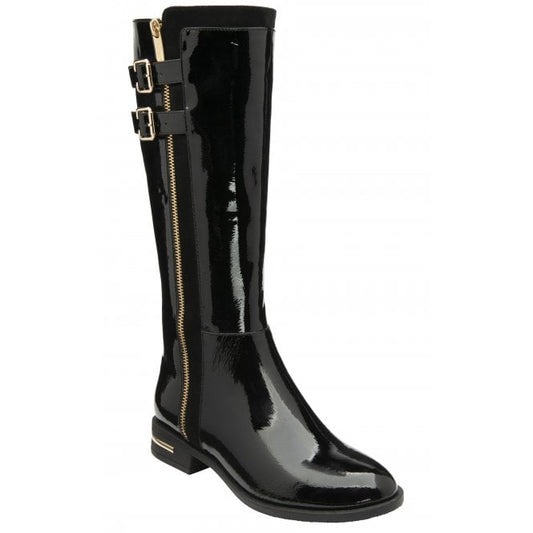  Black Patent Louella Knee High Boots | Lotus