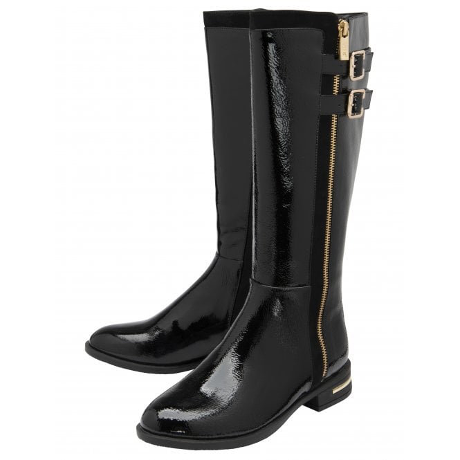  Black Patent Louella Knee High Boots | Lotus