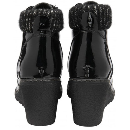  Black Patent Philomena Wedge Ankle Boots | Lotus