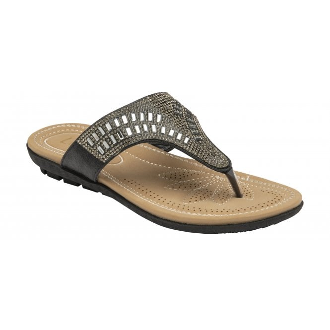  Black Rafaella Flat Toe-Post Sandals | Lotus