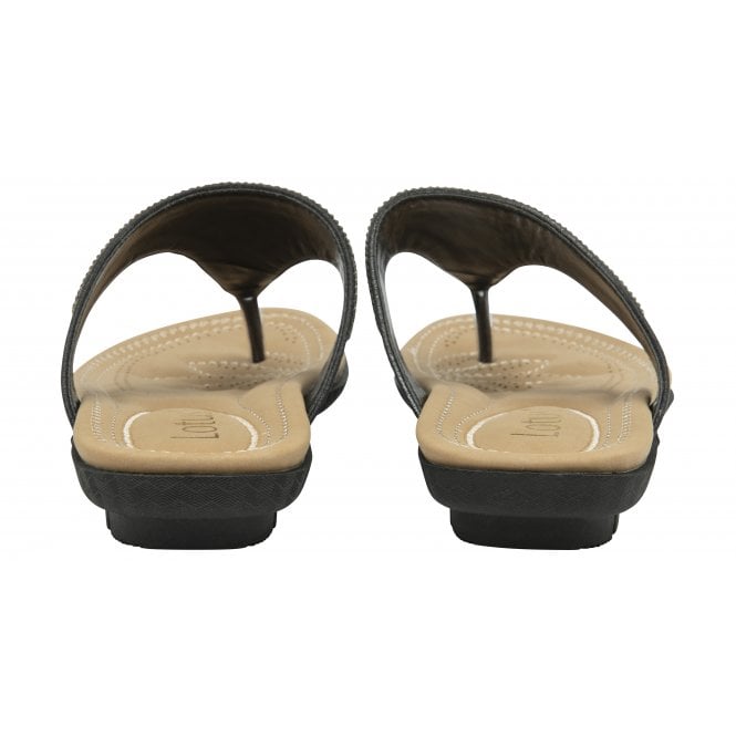  Black Rafaella Flat Toe-Post Sandals | Lotus