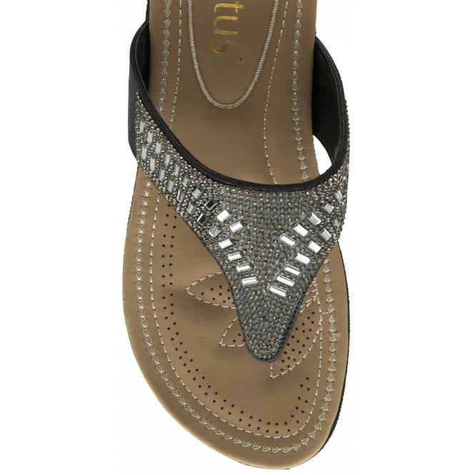 Black Rafaella Flat Toe-Post Sandals | Lotus