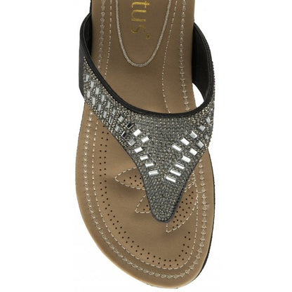  Black Rafaella Flat Toe-Post Sandals | Lotus