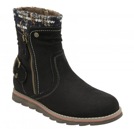  Black Sandy Zip-Up Ankle Boots | Lotus