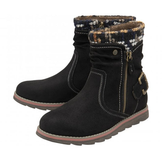  Black Sandy Zip-Up Ankle Boots | Lotus