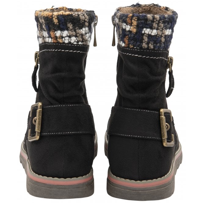 Black Sandy Zip-Up Ankle Boots | Lotus