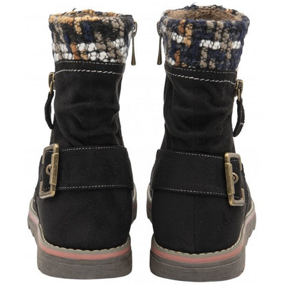  Black Sandy Zip-Up Ankle Boots | Lotus