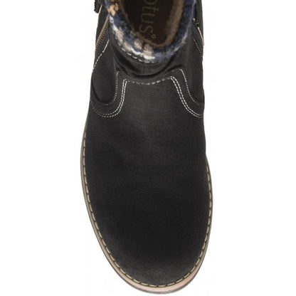  Black Sandy Zip-Up Ankle Boots | Lotus