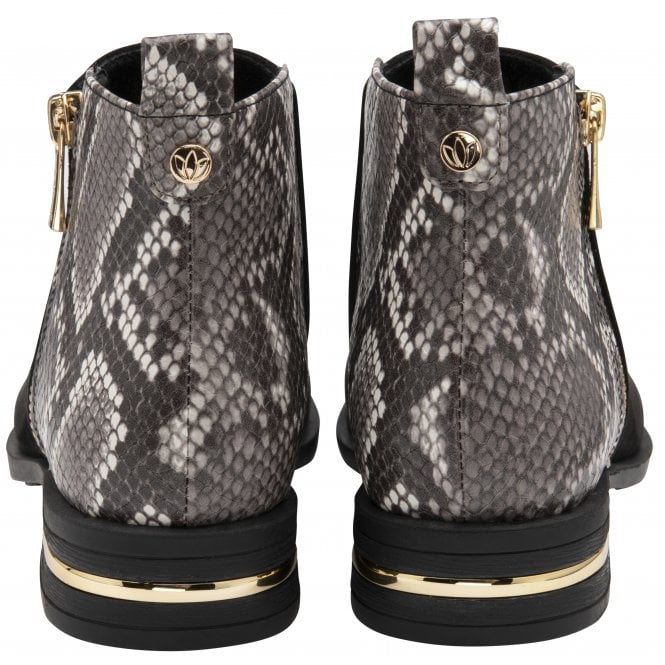  Black & Snake-Print Anneka Ankle Boots | Lotus