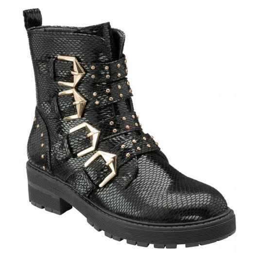  Black Snake-Print Eve Ankle Boots | Lotus