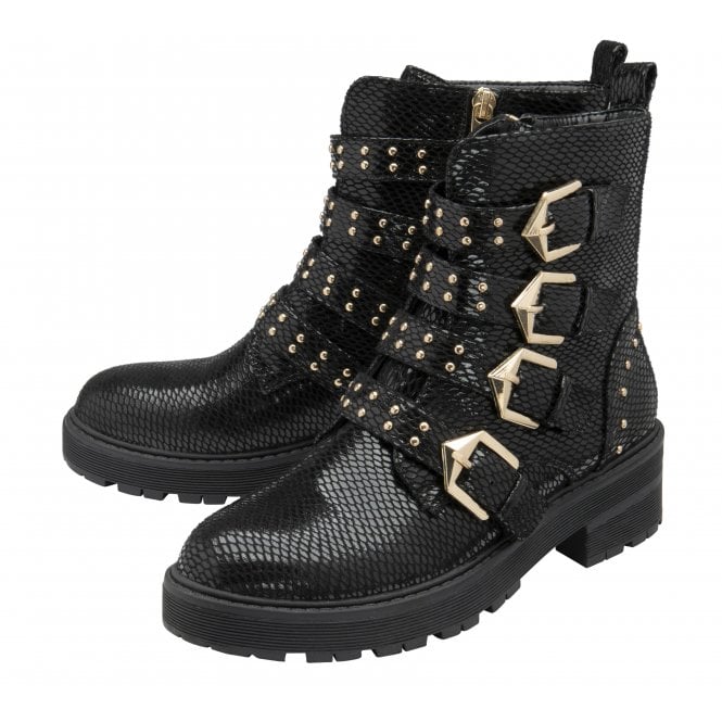  Black Snake-Print Eve Ankle Boots | Lotus