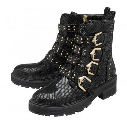 Black Snake-Print Eve Ankle Boots | Lotus