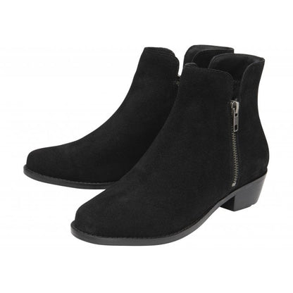  Black Suede Daisy Zip-Up Ankle Boots | Lotus