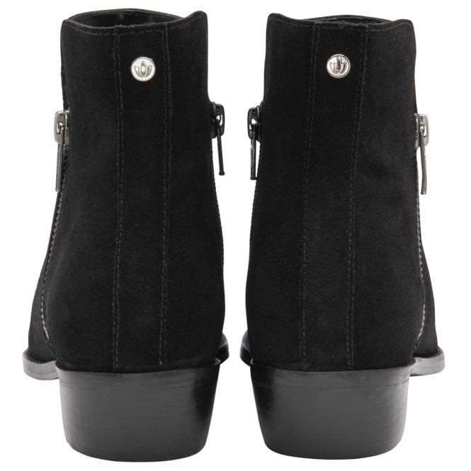  Black Suede Daisy Zip-Up Ankle Boots | Lotus