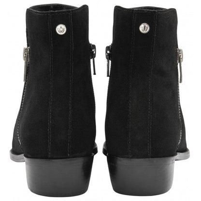  Black Suede Daisy Zip-Up Ankle Boots | Lotus