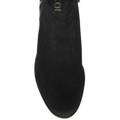  Black Suede Daisy Zip-Up Ankle Boots | Lotus