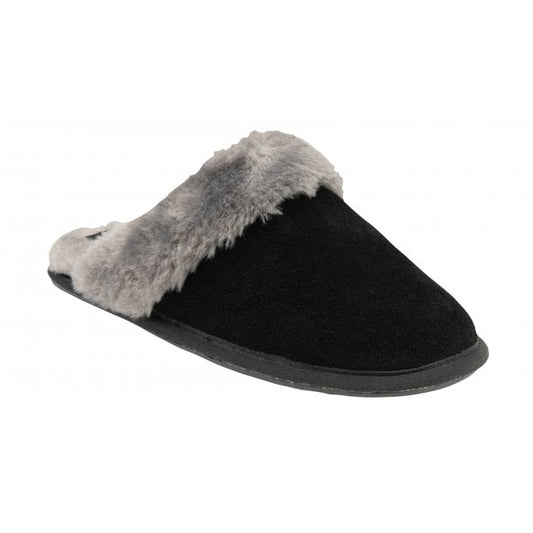  Black Suede Eldora Mule Slippers | Lotus