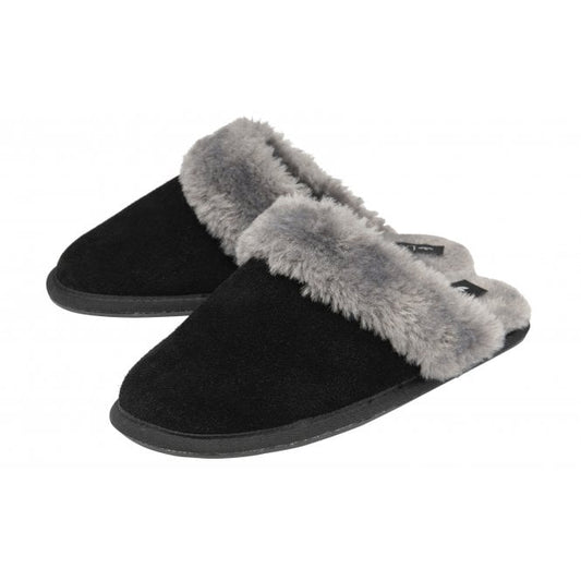  Black Suede Eldora Mule Slippers | Lotus