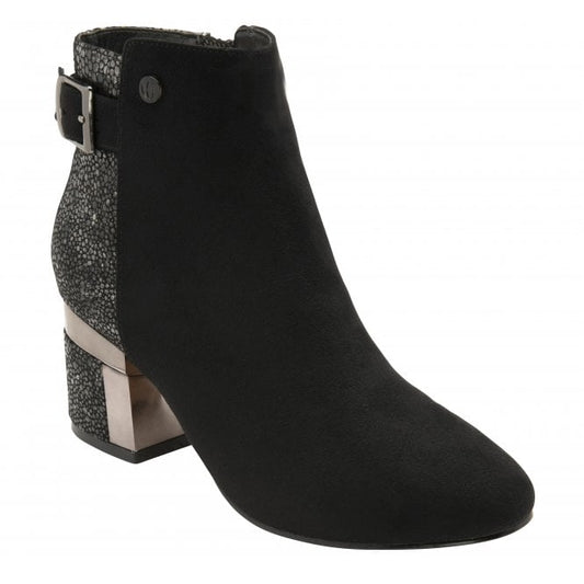  Black Textile Cassandra Heeled Ankle Boots | Lotus