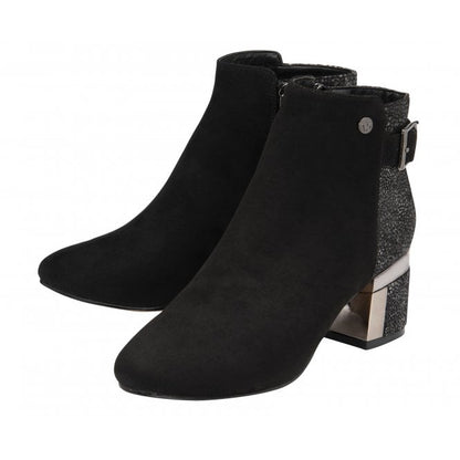  Black Textile Cassandra Heeled Ankle Boots | Lotus