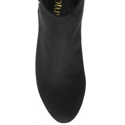  Black Textile Cassandra Heeled Ankle Boots | Lotus
