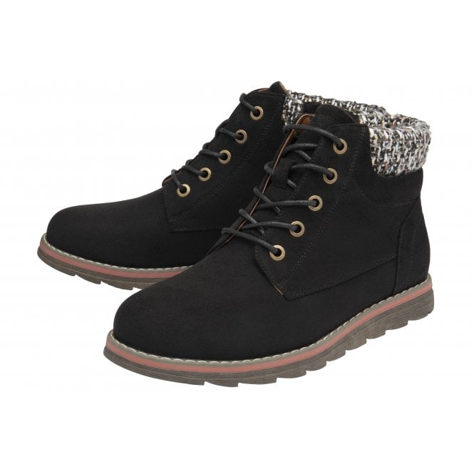  Black Textile Cedar Ankle Boots | Lotus
