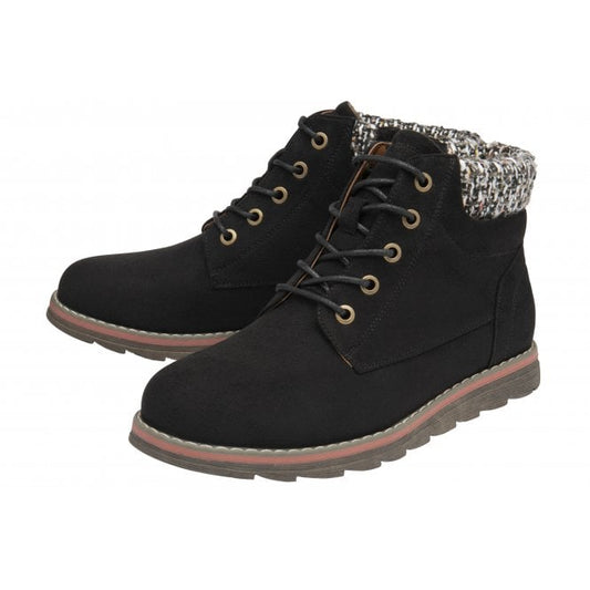  Black Textile Cedar Ankle Boots | Lotus