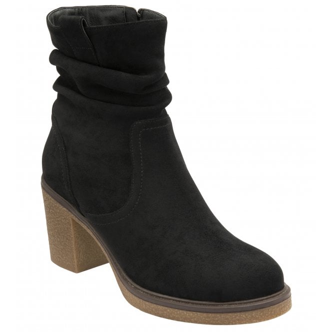  Black Textile Danica Heeled Ankle Boots | Lotus